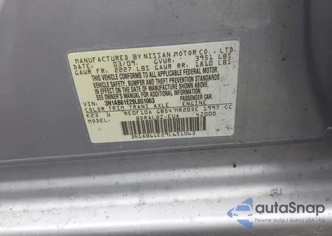 2009 Nissan Sentra 2.0 from USA, damaged, VIN 3N1AB61E29L651063